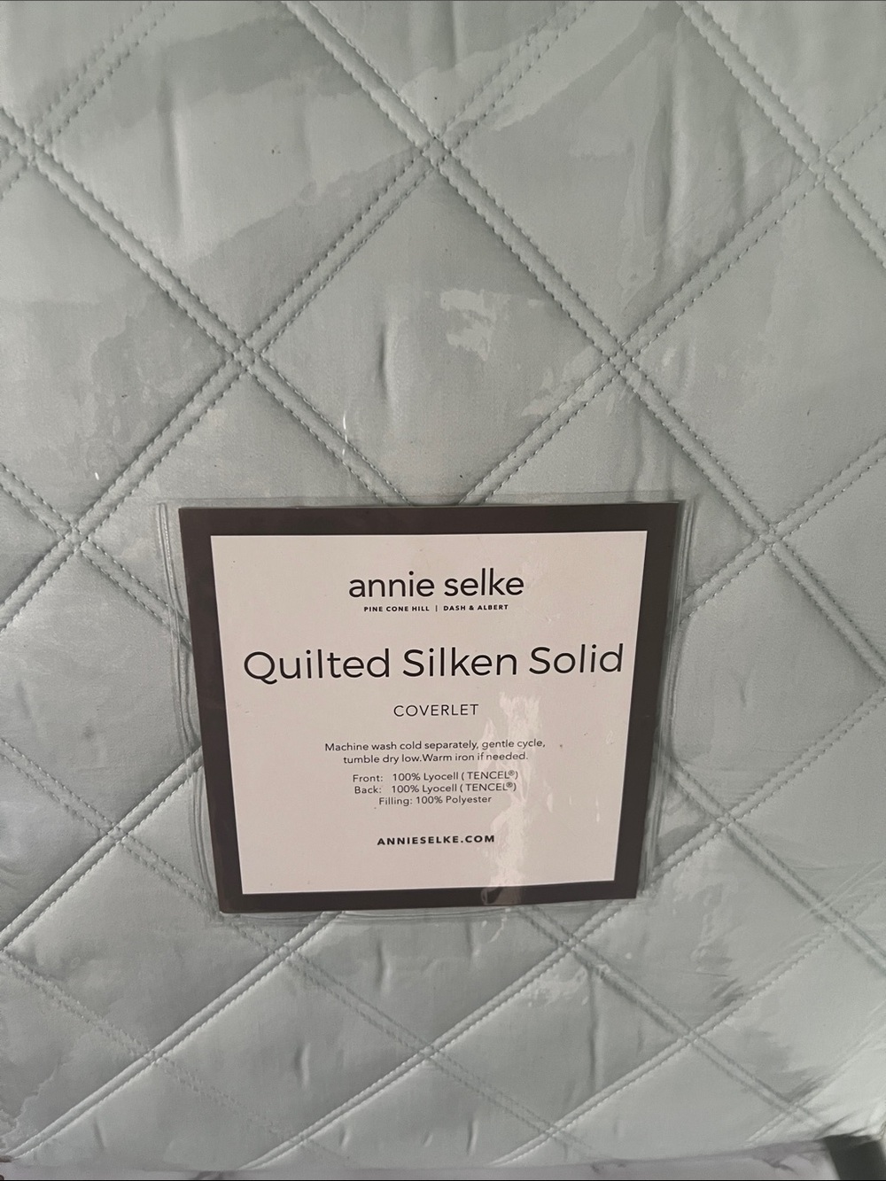 Annie Selke Quilted Silken Solid Coverlet in Light Blue